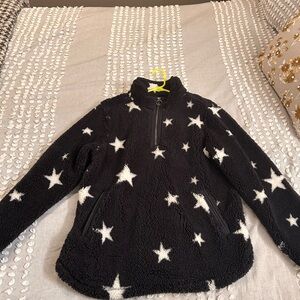 Cozy Sherpa Black Star Fleece Pullover